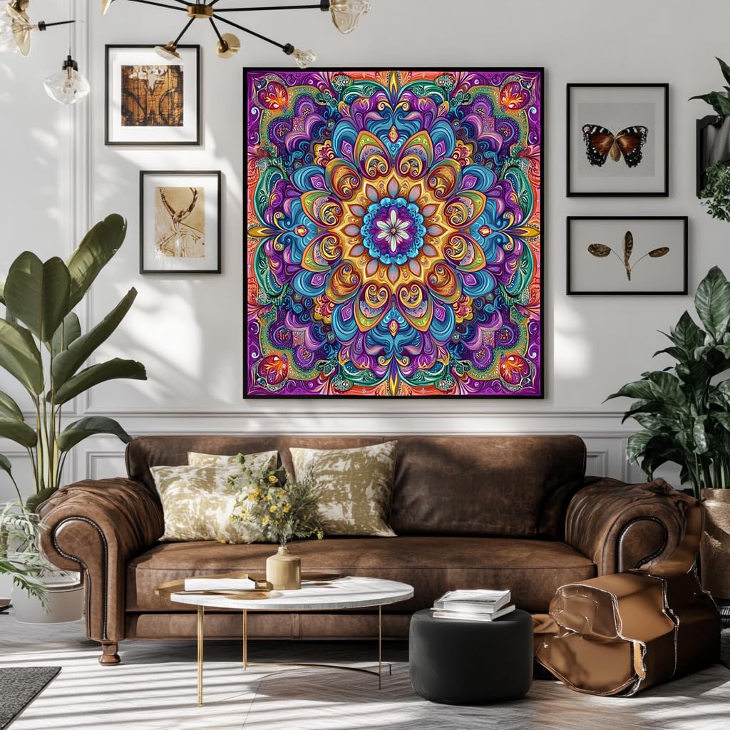 Mandala Diamond Painting Kit Adult DIY 5D Round Full Diamond Art (Suitable for Adult Beginners) for Home Leisure and Wall Decoration 13.8×13.8 Inch DMYYDSZH