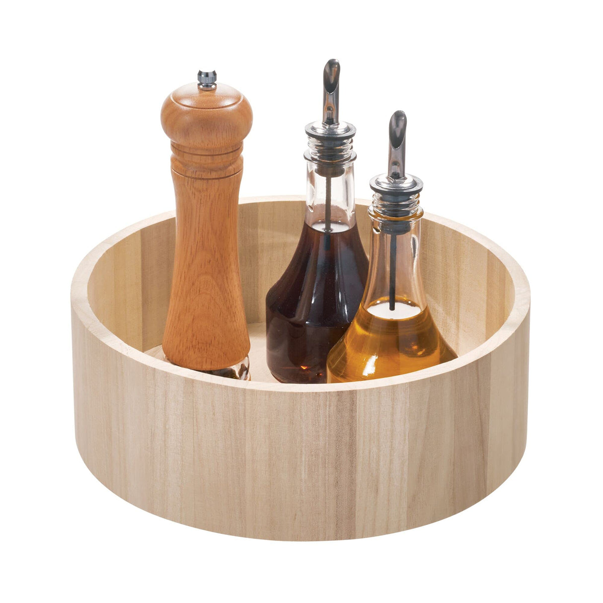 iDesign Renewable Paulownia Wood Collection Tall Turntable Organizer, 10.5" x 4" x 10.5", Natural InterDesign