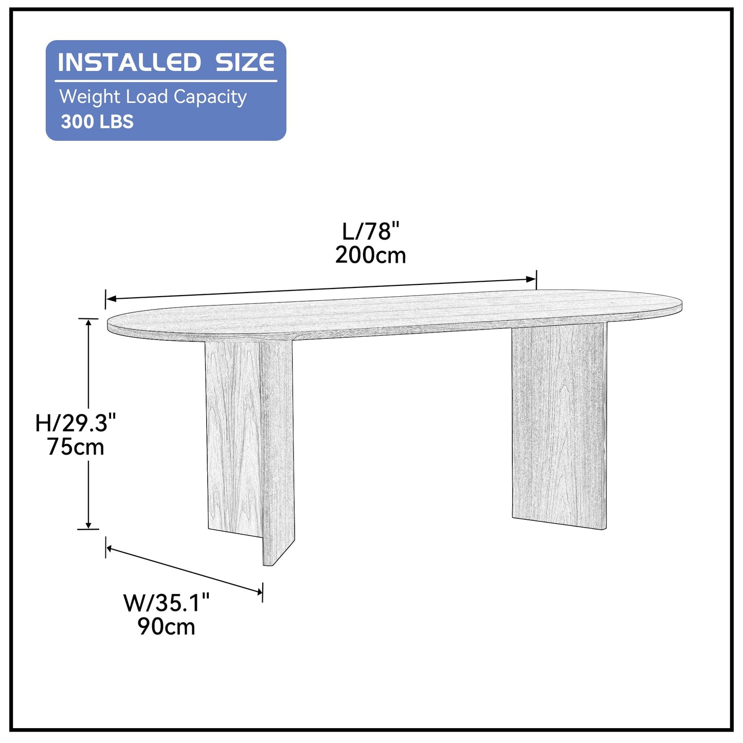 LyuHome 78" Oval Wood Dining Table, Mid Century Modern Kitchen Rectangular Wood Table, Dining Room Table for 4 6 8 with Wooden Legs for Kitchern and Living Room (Walnut) - WoodArtSupply