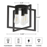 Bosomfr 3-Light Ceiling Light Fixture, Black Semi-Flush Mount Chandelier with Geometric Metal Shade, Farmhouse Industrial Lighting for Kitchen Living Room Bedroom Hallway Foyer, E26 Base Bosomfr