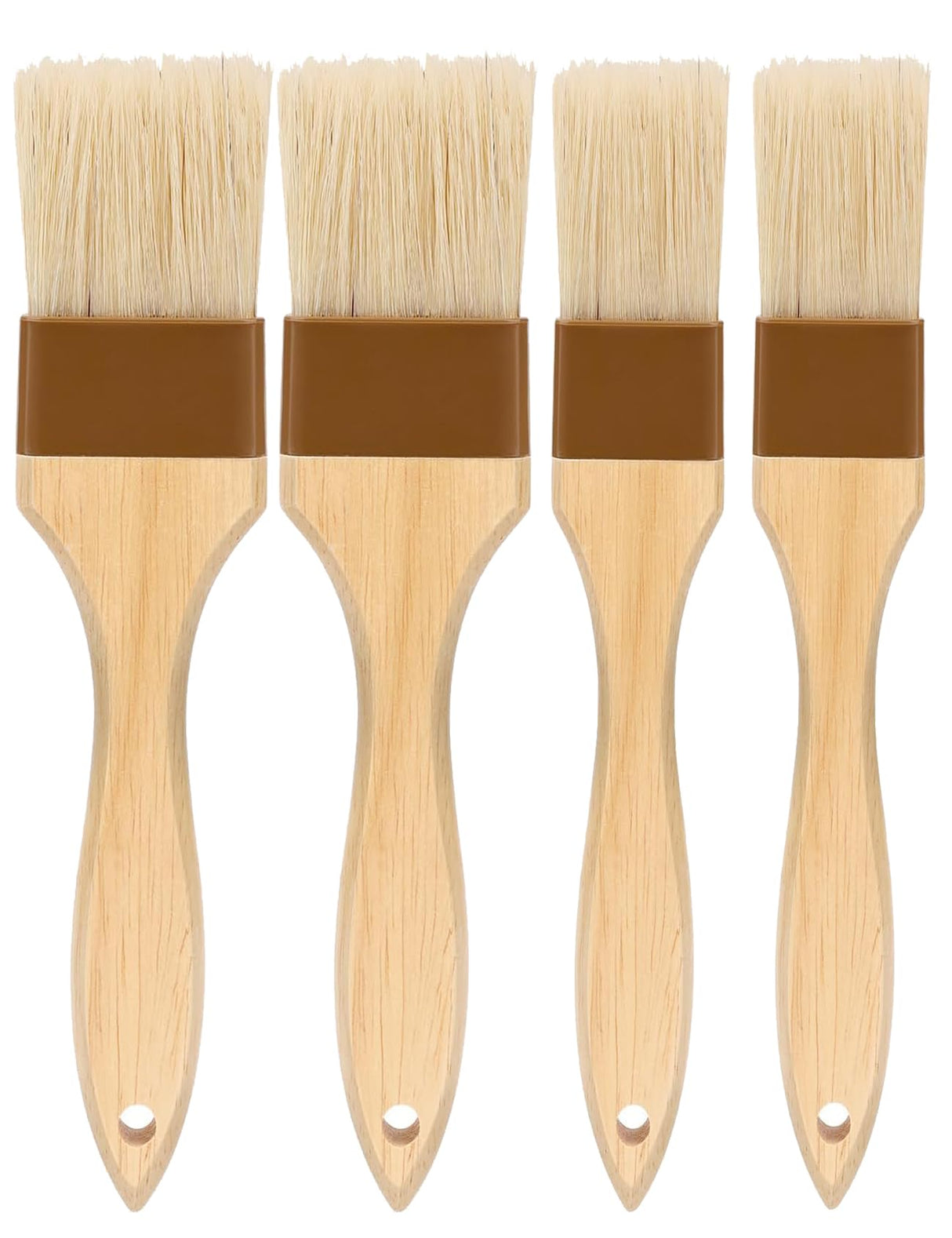 Pastry brush,Basting brush for Cooking,Natural Bristle BBQ Brush for Oil & Sauce,Wooden Handle Food Brush for Baking,Easy Clean Butter Brush,Durable Kitchen Culinary Utensil (1", 1 1/2 Inch,4 Pack) NXRACSH