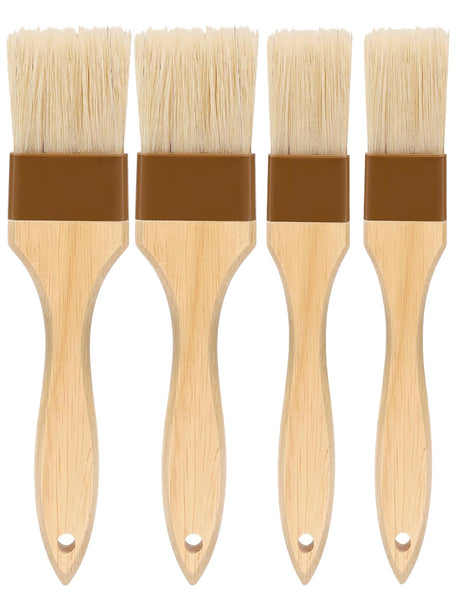 Pastry brush,Basting brush for Cooking,Natural Bristle BBQ Brush for Oil & Sauce,Wooden Handle Food Brush for Baking,Easy Clean Butter Brush,Durable Kitchen Culinary Utensil (1", 1 1/2 Inch,4 Pack) NXRACSH