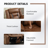EBELLO Manual Recliner Chair, Faux Leather Single Reclining Sofa Chair with Overstuffed Armrest and Headrest, for Living Room, Bedroom Furniture, Meeting Room, Bright Brown EBELLO
