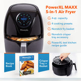 PowerXL Air Fryer 4 QT Maxx, Special Edition 2022, Extra Hot Air Fry, Cook, Crisp, Broil, Roast, Bake, High Gloss Finish, Black (4 Quart) PowerXL