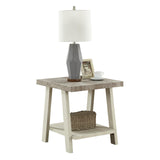 Roundhill Furniture Athens Contemporary Two-Tone Wood Shelf End Table, Weathered Gray and Beige Roundhill Furniture