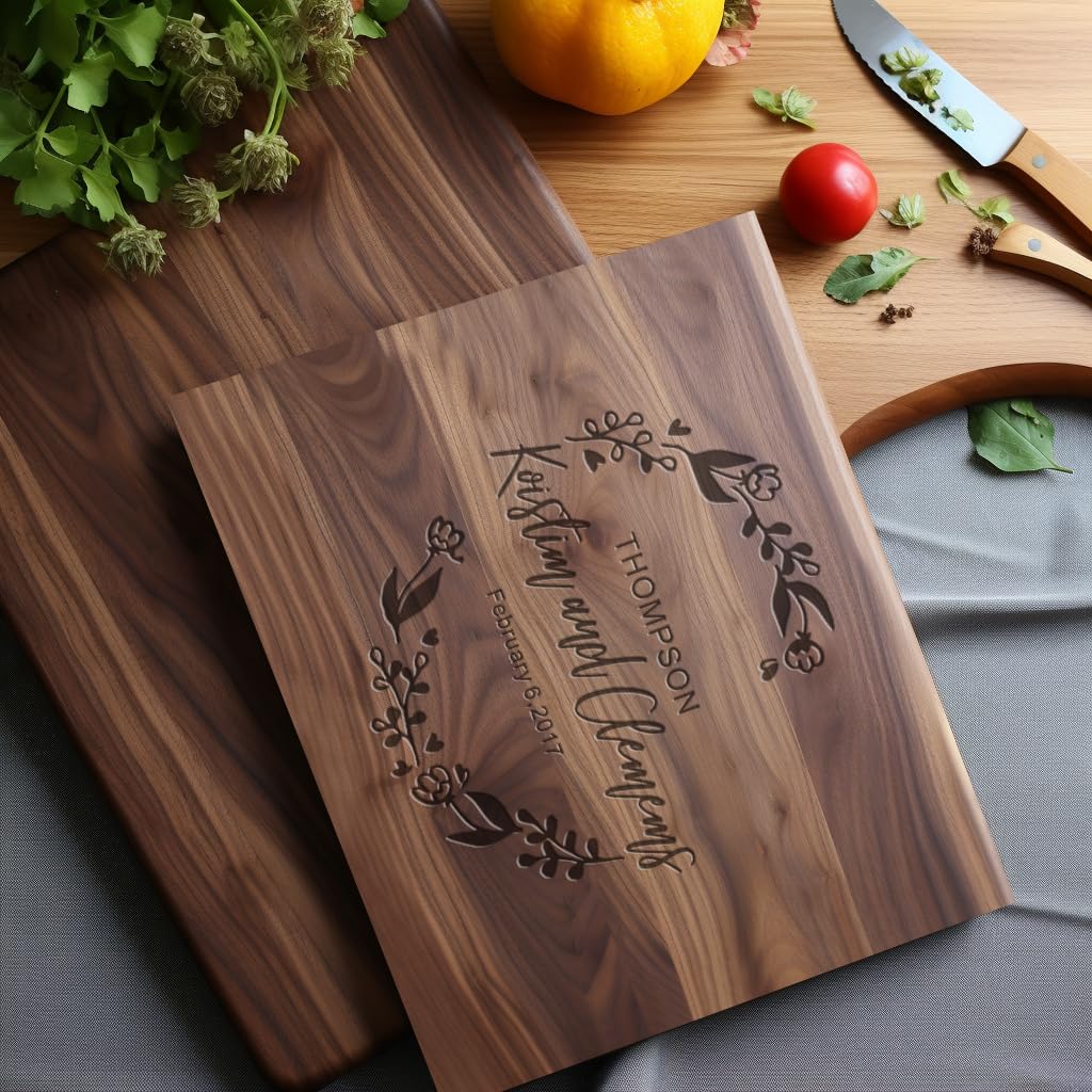 Personalized Cutting Board, Usa Crafted Maple/Walnut Customized Cutting Boards, Save The Date Wedding Gift, Christmas Gifts, Anniversary or Bridal - WoodArtSupply