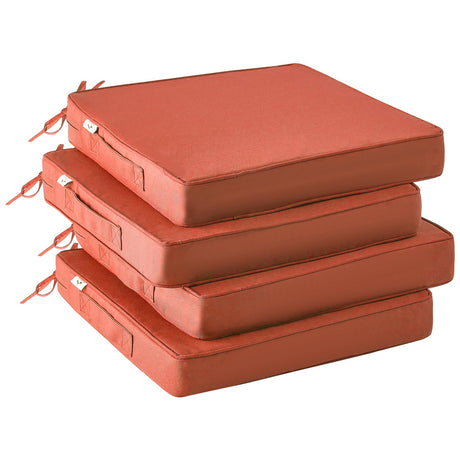 IPYNBAP Outdoor Chair Cushions Set of 4，Waterproof Outdoor Seat Cushions for Patio Furniture，Patio Chair Cushions with Handle and Ties, Square Corner Outdoor Chair Pads, 19" x 19" x 3", Spice IPYNBAP