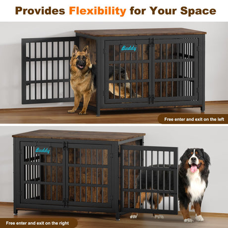 EasyCom XXL Dog Crate Furniture with Name Tag, Heavy Duty Dog Kennel Indoor for Large Dogs, Escape-Proof and Chew-Proof Dog Cage for high Anxiety Dog, Decorate House as TV Stand, End Table EasyCom