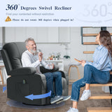 FURNIMAT Recliner Chairs for Adults, Massage Rocker with Heated Modern Ergonomic Lounge 360 Degree Swivel Single Sofa Seat Living Room Lounge Recliners Gray FURNIMAT