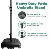 RAOKUKH DZ4733 MS Patio Umbrella Base Heavy Duty with Wheels Square Market Stand for Outdoor 4 Locks 1 Knobs 125lb Capacity, Black RAOKUKH