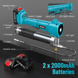 Seesii Grease Gun, 2025 Upgrade Battery Grease Gun with Ultra Bright LED Light, 10000 PSI Electric Grease Gun with 2 Batteries and Charger, 39.4" Long Hose, Perfect Tool for Machinery Maintenance Seesii
