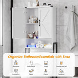 Over Toilet Storage with 2-Door Design Over The Toilet Storage Cabinet with Shelves Bathroom Organizers and Storage with Anti-Tip Device Over Toilet Organizer for Bathroom,Restroom,Laundry White Vabches