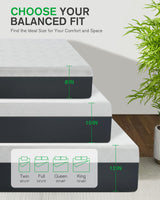 Life Balance Queen Size Mattress, 10 Inch Cooling-Gel Memory Foam Mattress Made in USA, CertiPUR-US Certified Mattresses in a Box, Medium Firm, Pressure Relief, Motion Isolation, CY-10-Q-V Life Balance