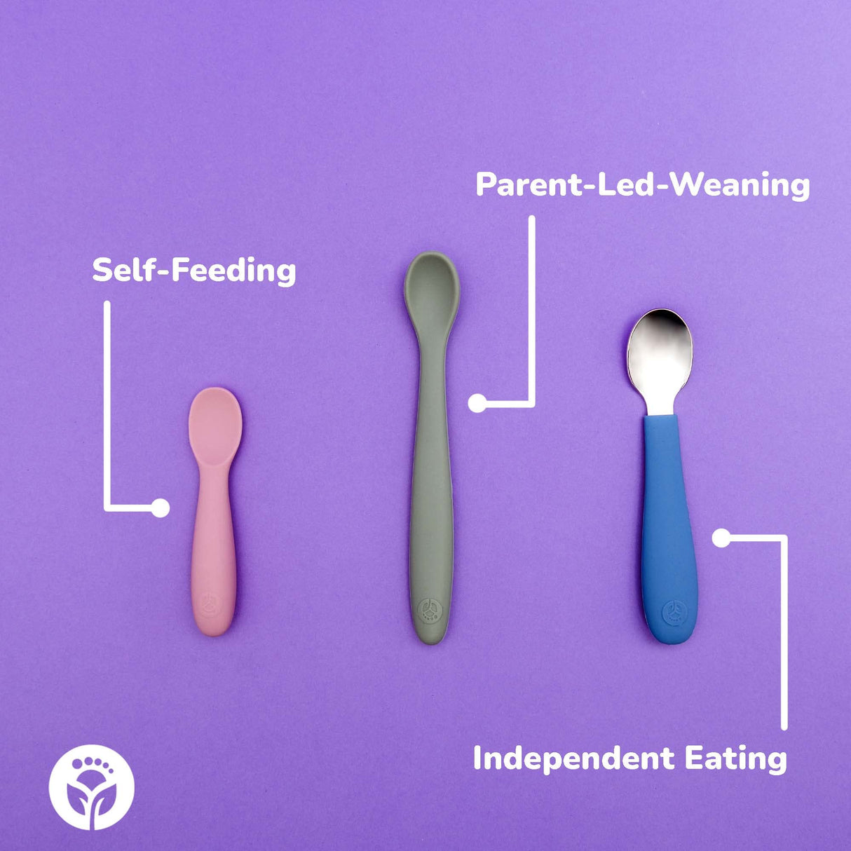 WeeSprout Toddler Utensils, 3 Forks & 3 Spoons, 18/8 Stainless Steel & Food Grade Silicone, Thick Easy-Grip Handles, Perfect Length For New Self Feeders, Gentle On Gums & Teeth, Dishwasher Safe WeeSprout