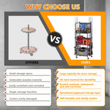 Lezbanz Heavy Duty Fishing Rod Rack with Pegboard & Hooks, Fishing Organizer for Garage Holds Up to 10 Rods, 3-Tier Fishing Gear Holder for Garage with Movable Wheels Lezbanz