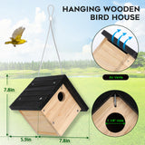 Gtongoko Hanging Wren Bird Houses for Outside, Cedar Wooden Bird Houses for Outdoors, Bird Nest with Air Vents, 1-1/8‘’ Entrance Hole, Clean Door for Wildbird Watching, 1 Pack Black Gtongoko