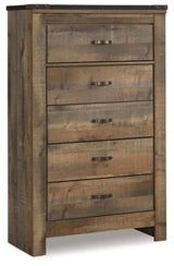 Signature Design by Ashley Trinell Rustic 5 Drawer Chest of Drawers with Nailhead Trim, Warm Brown Signature Design by Ashley