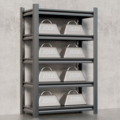 Garage Shelving Unit,78"H Heavy Duty 5-Tier Adjustable Storage Rack,16"D x 40"W x 78"H Metal Steel Shelving,3000 lbs Industrial Shelves for Heavy Tools and Equipment,Ideal for Garage, Basement,Black