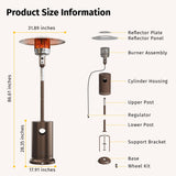 EAST OAK 50,000 BTU Patio Heater for Outdoor Use With Double-Layer Stainless Steel Burner, Round Table Design and Wheels, Outdoor Patio Heater for Commercial and Home, Bronze EAST OAK