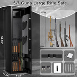 ANXINWEI 5-8 Gun Safe, Rifle Safe with 180°Full Access Door and Inner Cabinet, Large Gun Safe with Dual Alarm and Removable Shelf, Quick Access Gun Locker with LED, Long Shotgun Gun Safes for Home ANXINWEI