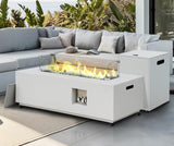 NICESOUL 42'' Outdoor Rectangle Fire Pit Table, Modern Low Profile Patio Firepits with Tank Table, 50,000 BTU Firepit Table for Outside, Exterior, Porch, Backyard or Garden, No Assembly, Grayish white NICESOUL