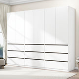 Mhsatyrs Armoire Wardrobe Closet with Drawers：75" Large White Wardrobe Closet Cabinet with 6 Doors for Hanging Clothes, Modern Wooden Bedroom Armoires with 9 Drawers and Storage (B+B+B, 94.5") Mhsatyrs