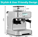 CASABREWS Espresso Machine with Grinder, Professional Coffee Maker with Milk Frother Steam Wand, Barista-Quality Cappuccino Latte Machine with LCD Display, Great for Coffee Enthusiasts CASABREWS