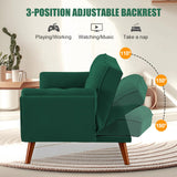 liuyouhom Convertible Futon Couch Bed, Sleeper Sofa Bed with Adjustable Backrests, Linen Loveseat Sofa 3 Seater Comfy Couch for Small Spaces, Living Room, Bedroom(Green, 75") liuyouhom