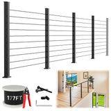 Zylorix 36" One-Stop Black T304 Cable Railing Posts Kit(Flexible DIY), Include 4Pack Level Drilled Line Posts, 177ft 1/8" Wire Rope, Complete Cable Railing System DIY Kit with Cutter(No Handrail) Zylorix