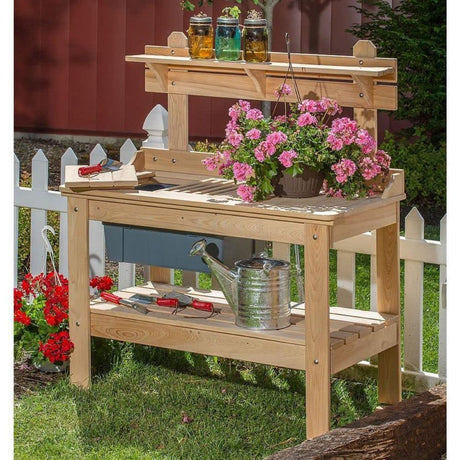 Lehman's Outdoor Gardening Potting Table Workstation, Cypress Wood Lehman's