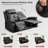 RIHEREFY PU Leather Reclining Loveseat with Heat and Massage, Double Loveseat Recliner with Side Pocket, Loveseat Recliner Sofa for Living Room, Home Theater, RV RIHEREFY