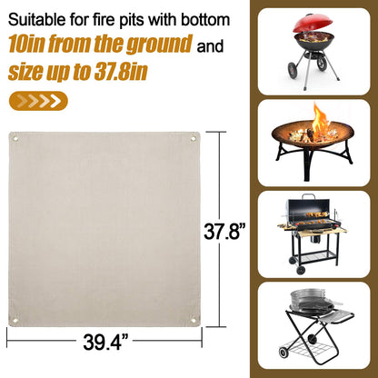 Fire Pit Mat - 37.8x39.4in Fireproof Blanket for Under Fire Pit, Compatible with Solo Stove, Heat Resistant Rug for Outside Indoor Wooden Deck Grass Lawn Protection - Brown