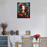 Fashion Girl with Fish Paint by Numbers Kits with Brushes Underwater World Sealife Acrylic Oil Painting for Adults Kids Tropical Flowers Pictures Craft 16''x20" inch Room Decor Boho Gift (Frameless) TUMOVO