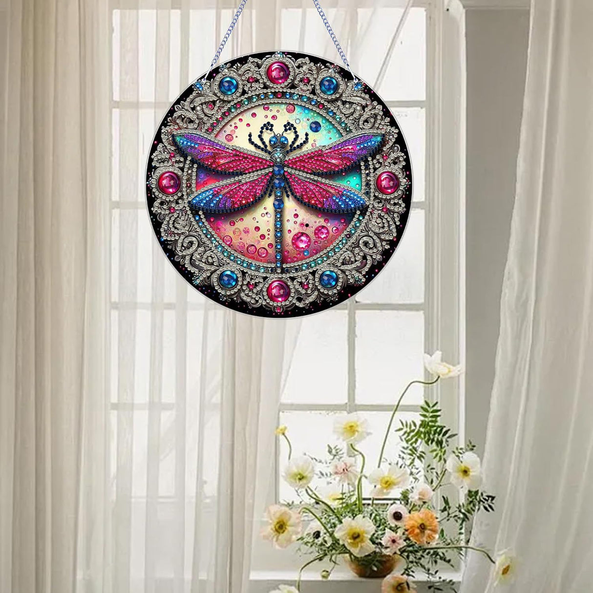 AIBOERL Dragonfly Diamond Art Kits for Adults, Special Shaped Diamond Painting DIY Acrylic Diamond Painting Kits Window Pendants Home Garden Wall, 5D Gem Art Ornament Kit Double Sided (7.8x7.8 inch) AIBOERL