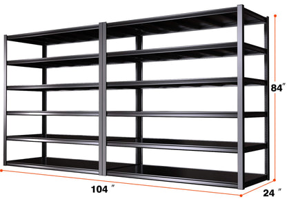 PMKES 52" W Garage Shelving Heavy Duty, Garage Storage Shelves 3500LBS Adjustable 6 Tier Metal Shelving Unit for Storage Rack, 84" H Industrial Storage Shelf, 2 Pack