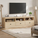 IDEALHOUSE 70in TV Stand for TVs up to 80", Mid Century Modern Entertainment Center with Storage Drawer and Open Shelves, TV Console Media Cabinet for Living Room, Bedroom (Light Oak) IDEALHOUSE