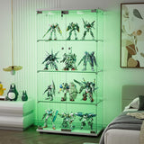 Maotifeys 64" Glass Cabinet, 4 Shelves Glass Display Cabinet with LED Lights, Glass Storage Cabinet with 2 Doors, Curio Cabinet Toy Organizers Rack, Display Shelf, Kids Bookshelf for Bedroom, White Maotifeys