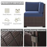 LayinSun 13 Pieces Outdoor Patio Furniture Set with 44" Fire Pit Table Brown Rattan Sectional Sofa Conversation Sets LayinSun