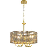 WBinDX 6-Light Boho Large Rattan Chandelier for Dining Room, Seagrass Gold Chandelier with Hand Woven Wicker Shade, Farmhouse Drum Hanging Pendant Light Fixture for Living Room Hallway Foyer WBinDX