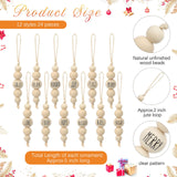 Loetere 24 Pcs Christmas Ornaments Farmhouse Wood Bead Ornament for Tree with Blessing Word Rustic Christmas Hanging Decorations Natural Wooden Beads for Xmas Tree Wall Tiered Tray (Boho) Loetere