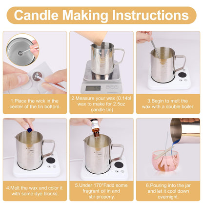 YUEONEWIN Candle Making Kits for Adults, Candle Making Supplies Accessory, DIY Scented Candle Set with Soy Wax, Essential Oil, Wicks, Wax Melting Pot, Moulds, Candle Jars, Dye, Make Your Own Candles