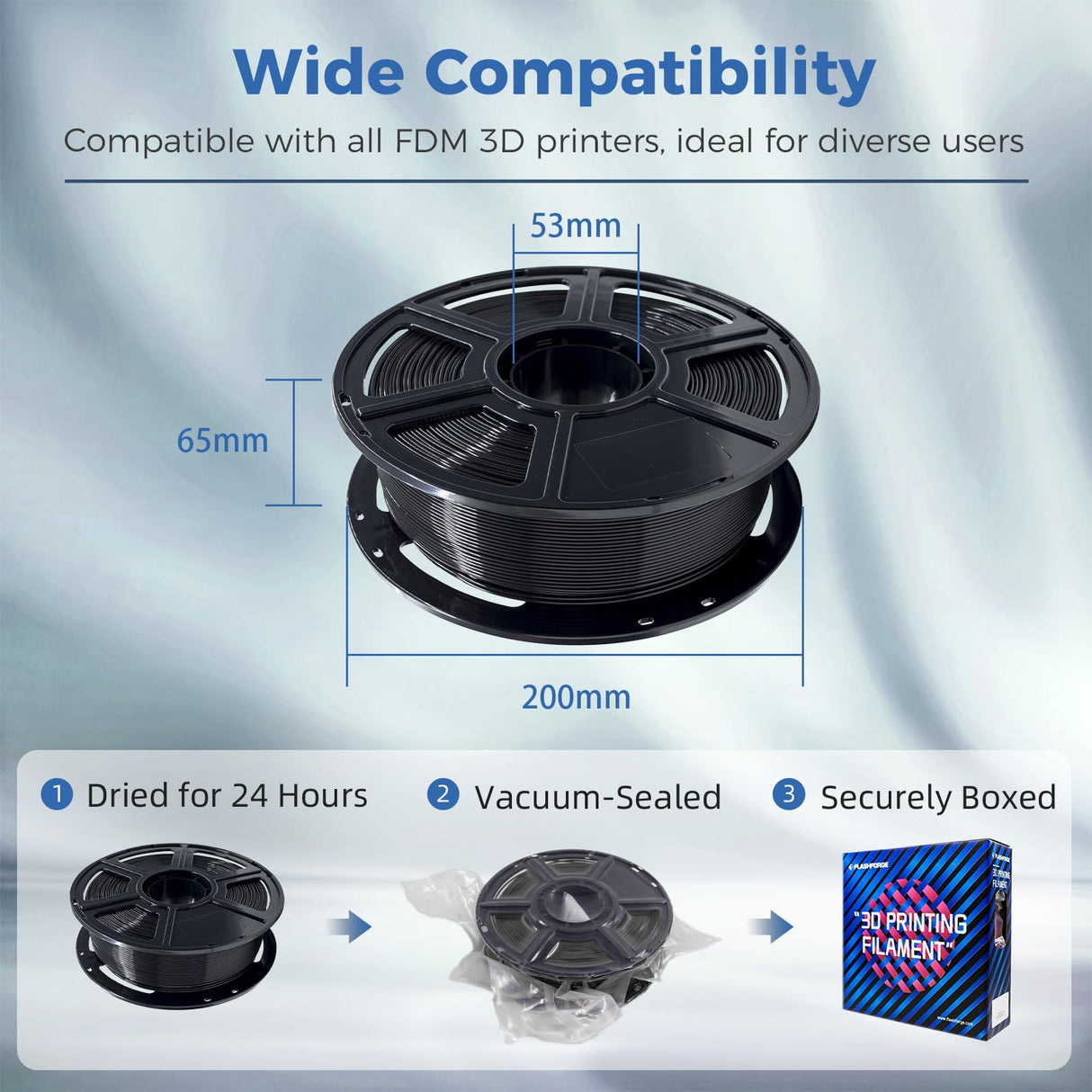 FLASHFORGE ABS Pro Filament 1.75mm Black, 3D Printer Filament 1kg (2.2lbs) Spool-Dimensional Accuracy +/- 0.02mm, Hot Deformation Below 90℃, Great for Printing Heat-Resistant Functional Parts FLASHFORGE