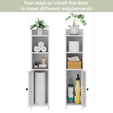 Homhedy Small Bathroom Storage Corner Floor Cabinet with Door and Shelves, Beside The Toilet Cabinet for Skinny, Narrow Toilet Paper Cabinet, Adjustable Shelf, White Homhedy