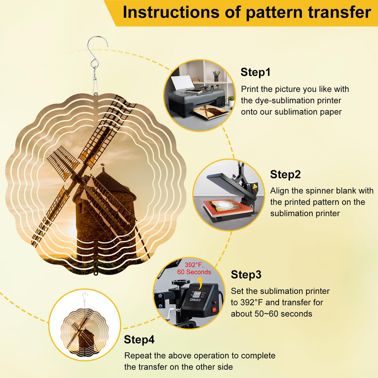 Bouiexye 12 Pack Sublimation Wind Spinner 8 Inches Blanks 3D DIY Wind Sculptures Stainless Aluminum Hanging Ornaments Wind Powered Kinetic Trim Decor for Yards Gardens Windows Porch Bouiexye