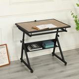 Roockky Height Adjustable Puzzle Tables for Adults with Drawers, 1500 Pieces Jigsaw Puzzle Table with Legs and Wheels, 0-75° Tilting Tabletop, Protective Cover and Storage Shelf, Black Roockky