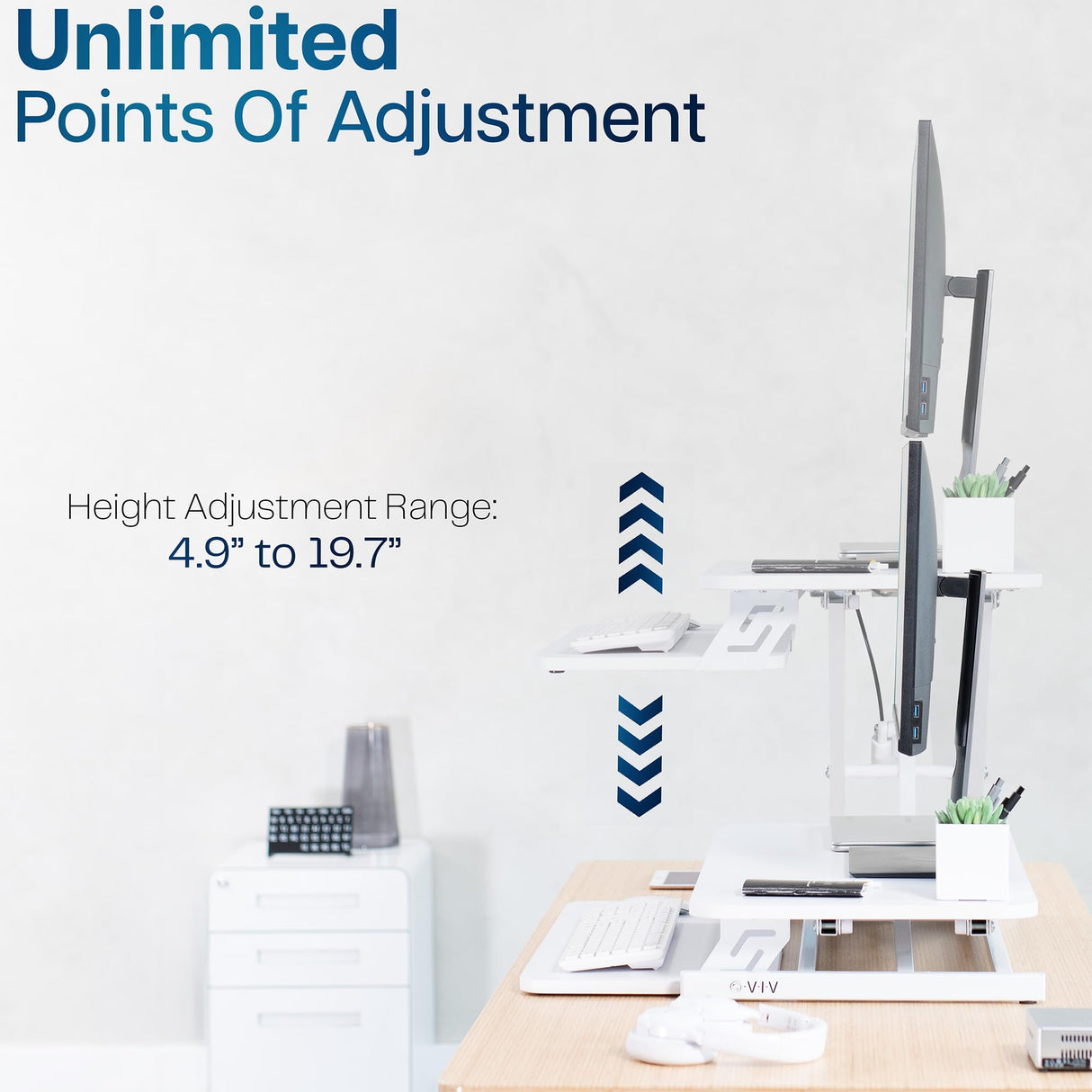 VIVO Desk Converter 32 inch Height Adjustable, MDF Wood Sit to Stand Riser, White, DESK-V000SW VIVO