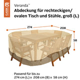 Classic Accessories Veranda Water-Resistant 108 Inch Rectangular/Oval Patio Table & Chair Set Cover, Outdoor Table Cover Classic Accessories