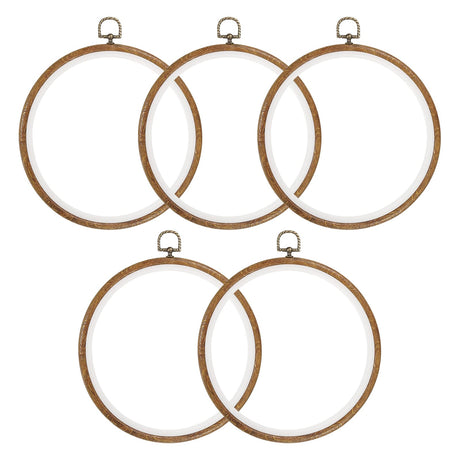 PATIKIL 5 Pieces 8 Inch Embroidery Hoops Frame Round Imitated Wood Circle Cross Stitch Hoop Ring for Embroidery Art Craft Handy Sewing Decoration PATIKIL