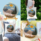 Zhenqing Mountain Sunrise Embroidery Kit - 29x29cm Printed Fabric, Hoop & Full Tools for Beginners(S-CX0636)