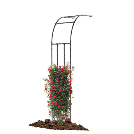Twira Half Side Garden Arch Trellis, 7.9FT Metal Garden Arbor Trellis for Climbing Plants Outdoor, Black Half Arch Wedding, Garden Archway Arbors and Trellises Decoration for Lawn, Patio, Backyard Twira